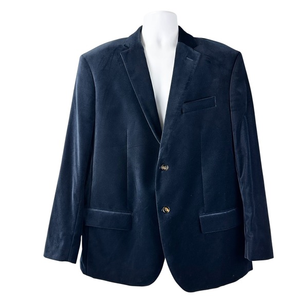Murano Other - Murano Mens Navy Blue Cotton Velvet Slim Fit Blazer Sport Coat 44R Formal Jacket